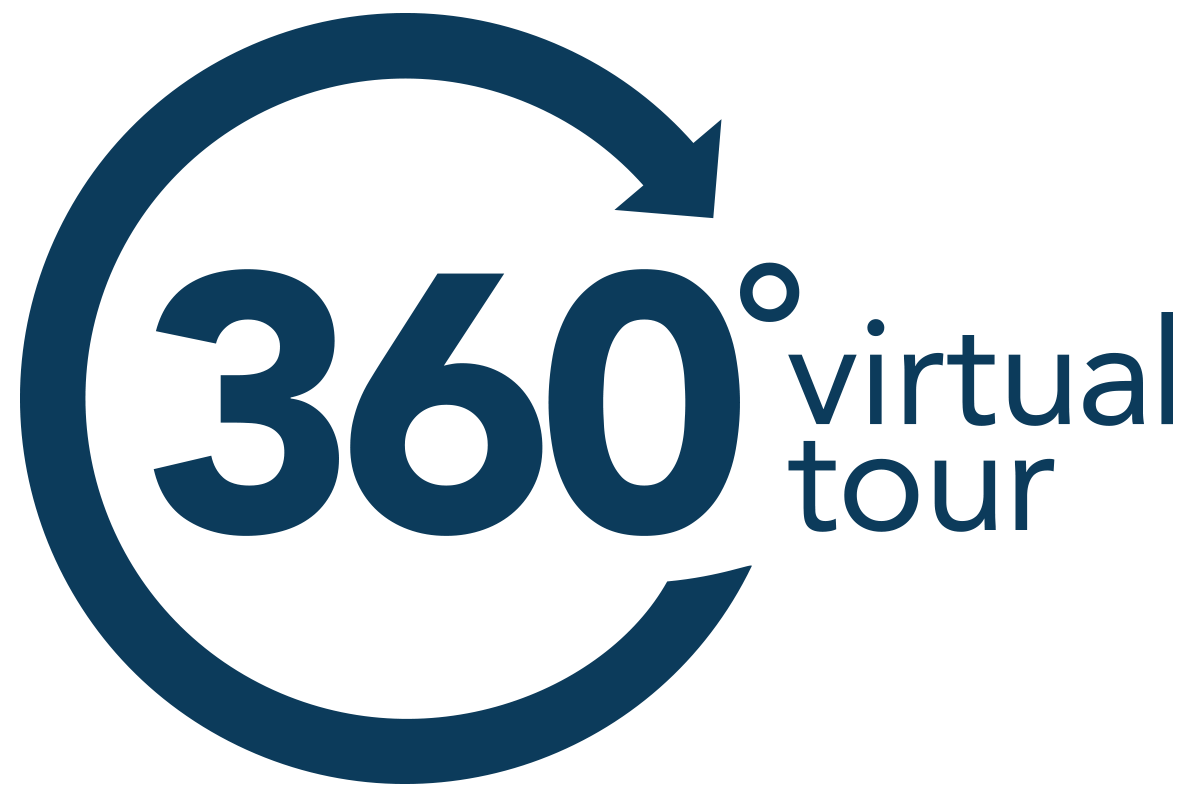 360 Virtual Tour Graphic for The Vistas of Port Jefferson senior living community on Long Island, featuring a circular arrow.